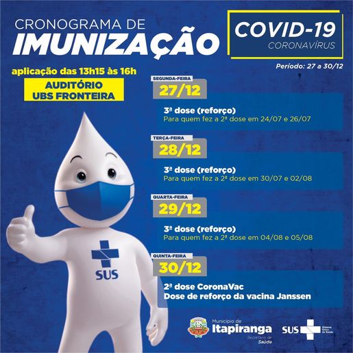 Itapiranga possui meta para concluir terceira dose contra Covid