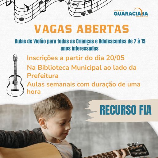 Município de Guaraciaba abre inscrições para curso de violão