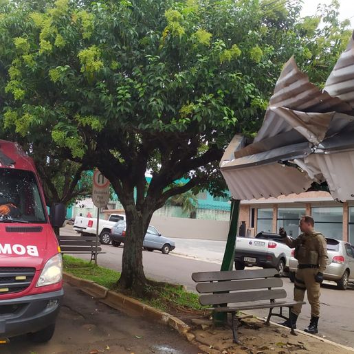 Viatura dos bombeiros desvia de cachorro e colide com ponto de táxi em São Lourenço