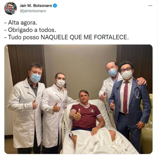 Bolsonaro recebe alta hospitalar nesta quarta-feira