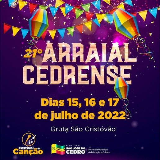 Arraial Cedrense terá shows com Mercosul e mais duas bandas na Gruta São Cristóvão