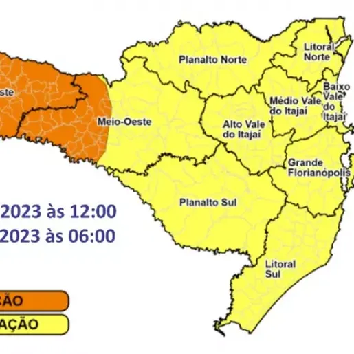 SC tem alerta de chuva intensa e risco de granizo a partir desta sexta