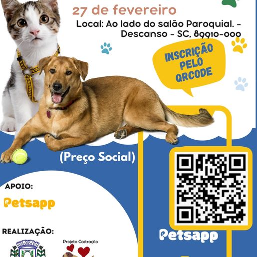 Descanso terá mutirão de castração de cães e gatos