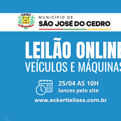 Leilão de veículos da prefeitura de São José do Cedro termina nesta sexta