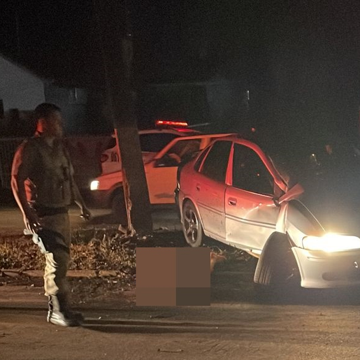 Homem sem CNH foge da polícia, colide veículo em poste e acaba preso