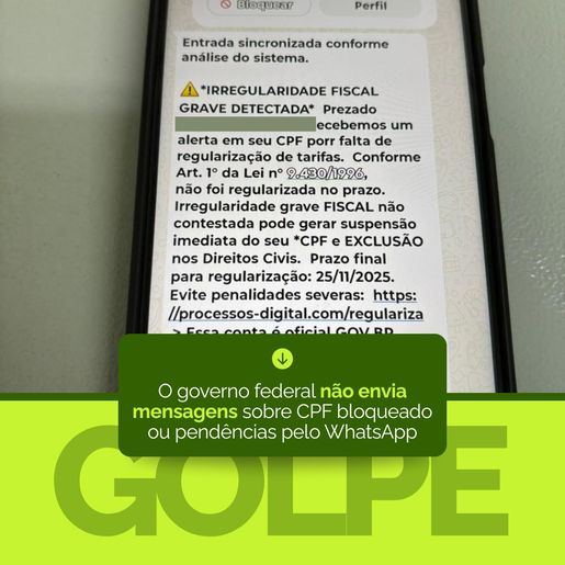 Município emite alerta sobre golpe envolvendo o aplicativo gov.br