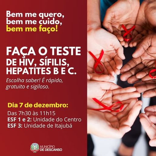 Descanso fará testes de HIV, Sífilis, Hepatites B e C neste sábado