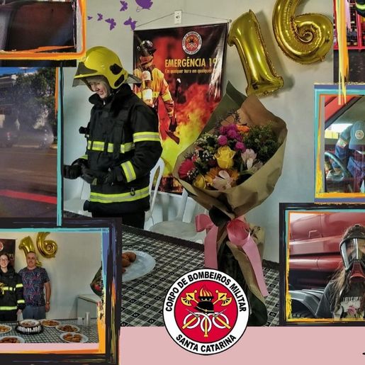 Admiradora dos Bombeiros, jovem recebe festa de aniversário no batalhão