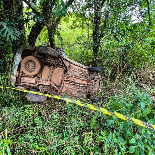 Carro ‘abraça’ árvore em saída de pista na BR-282 entre SMO e Maravilha