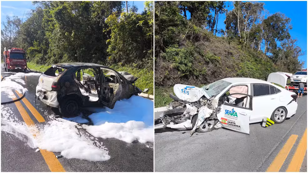 Paciente morre em colisão envolvendo veículo da Saúde de Seara na BR-470