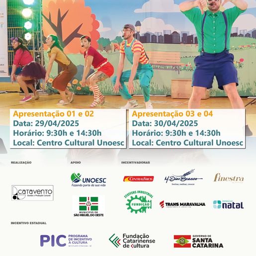 'Cirandar' chega a São Miguel do Oeste com apresentações gratuitas para crianças