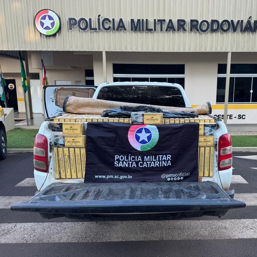 PM apreende R$ 265 mil em cigarros contrabandeados na SC-283 em Caibi