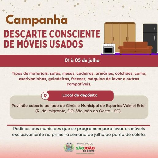 SJO fará campanha de descarte consciente de móveis usados