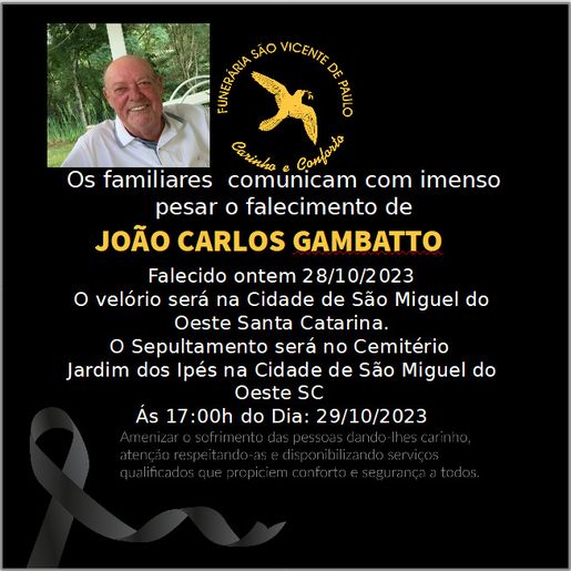 Empresário João Gambatto morre aos 73 anos