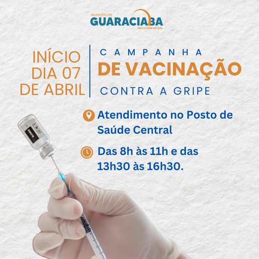 Vacinação contra a gripe começa nesta segunda em Guaraciaba