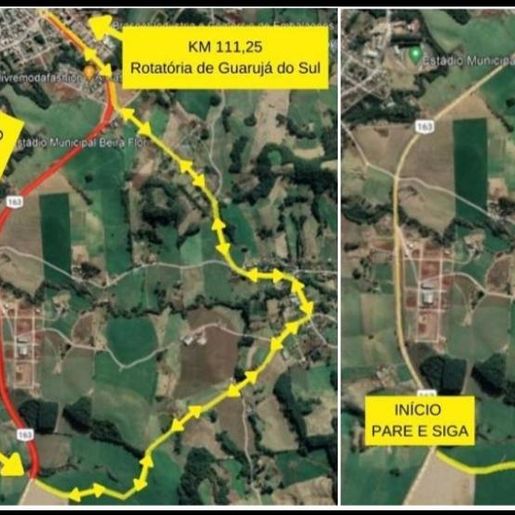 BR-163: fluxo de veículos é alterado para as vias municipais em Guarujá do Sul