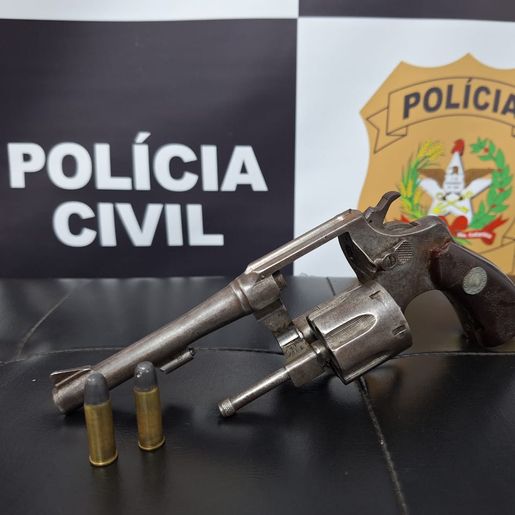 Polícia cumpre mandados e apreende arma de fogo e munições em Campo Erê