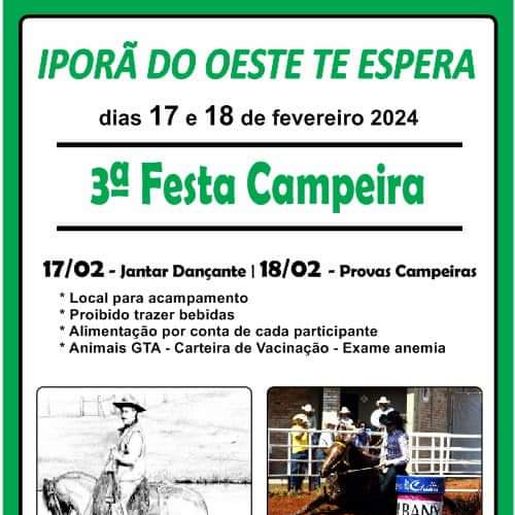 3ª edição da Festa Campeira inicia hoje em Iporã do Oeste