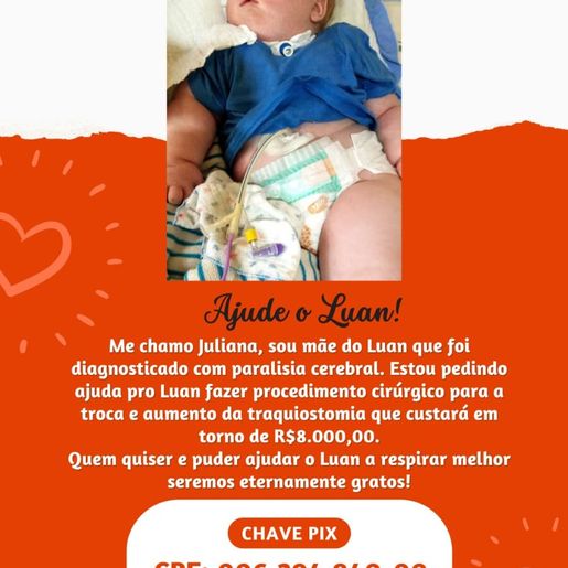 Família busca auxílio para o menino Luan
