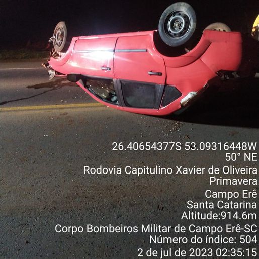 Motorista fica ferido em acidente na SC-160