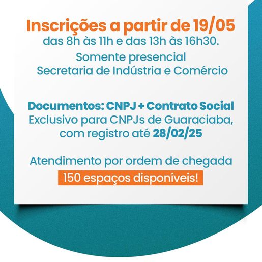 Empresas já podem se inscrever para expor na 1ª Movimenta Guaraciaba a partir de segunda