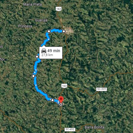 Veja uma das rotas alternativas para transitar durante as obras na BR-163