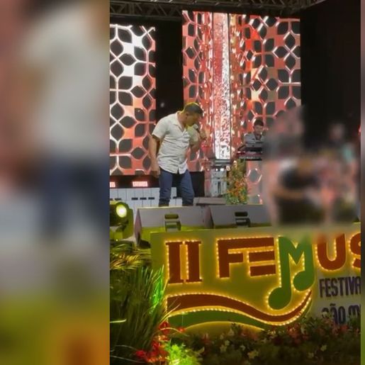 Artista desmaia no palco e é socorrido durante festival em SMOeste
