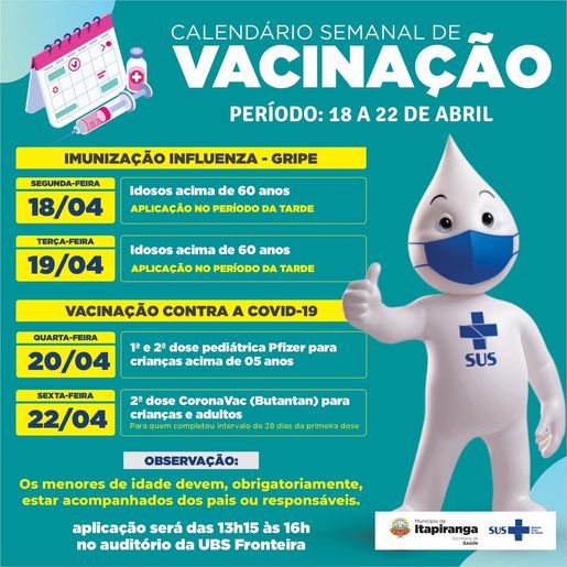 Itapiranga divulga cronograma de vacinação da gripe e Covid para a semana