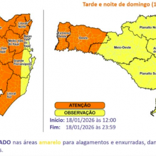 Defesa Civil sobe alerta e coloca SC em risco alto para temporais com vento forte