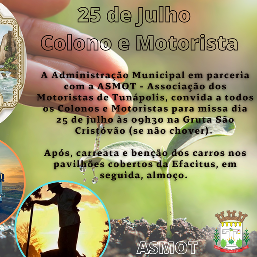 Tunápolis prepara programação alusiva ao Dia do Colono e Motorista