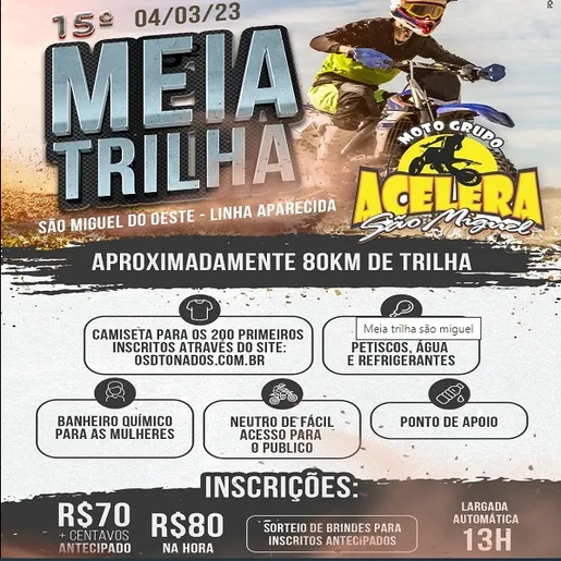 15ª Meia Trilha ocorre sábado em São Miguel do Oeste; saiba mais