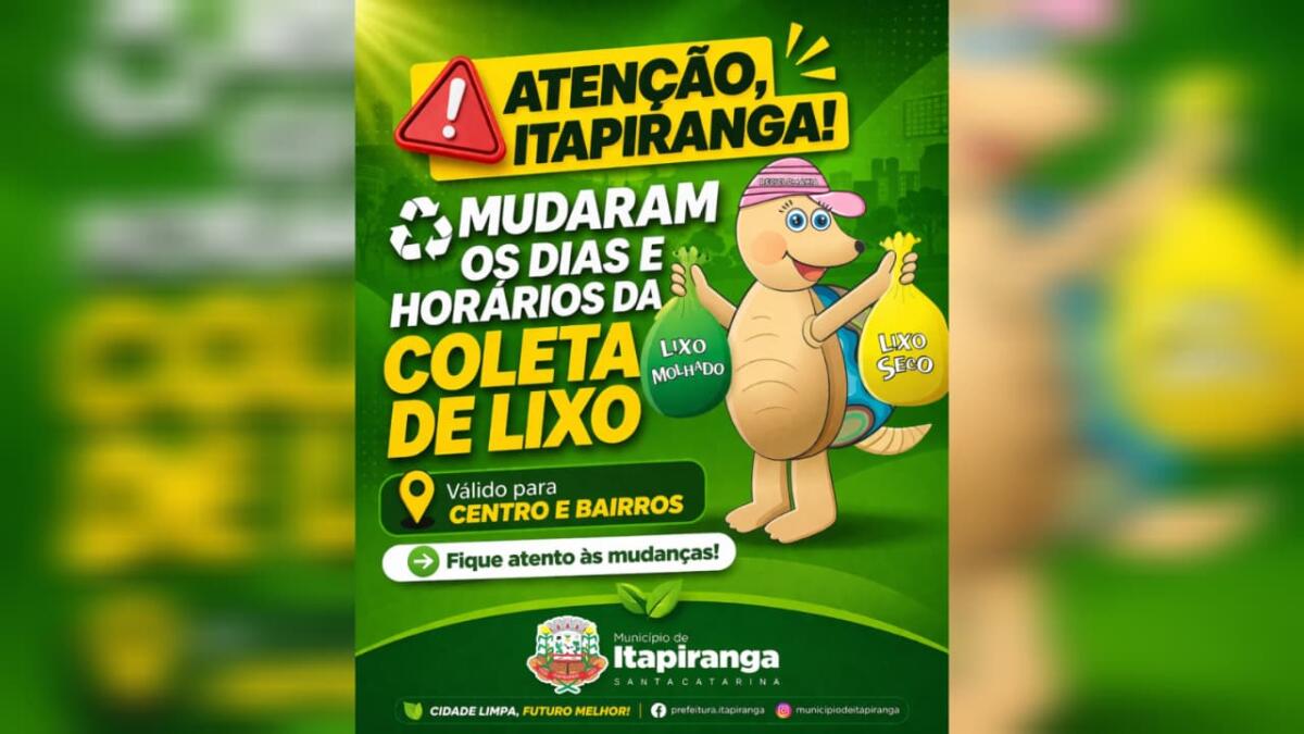 Prefeitura de Itapiranga divulga novos horários para coleta de lixo na cidade