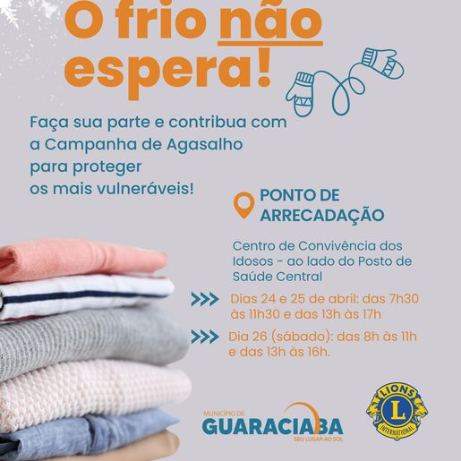 Campanha do Agasalho começa neste mês em Guaraciaba