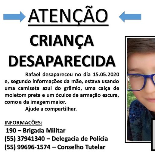 Polícia faz buscas por menino de 11 anos desaparecido desde sexta-feira em Planalto-RS