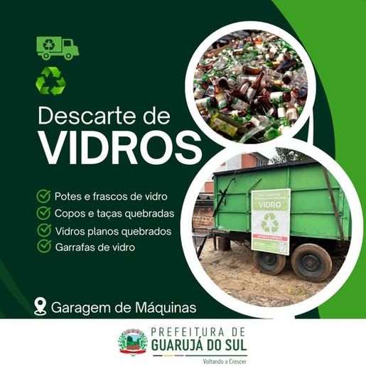 Prefeitura de Guarujá do Sul disponibiliza carretão para descarte de vidros