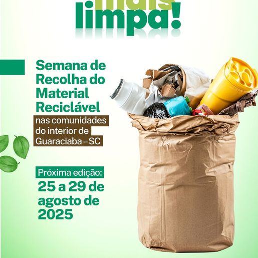 Guaraciaba organiza novo cronograma de coleta reciclável no interior