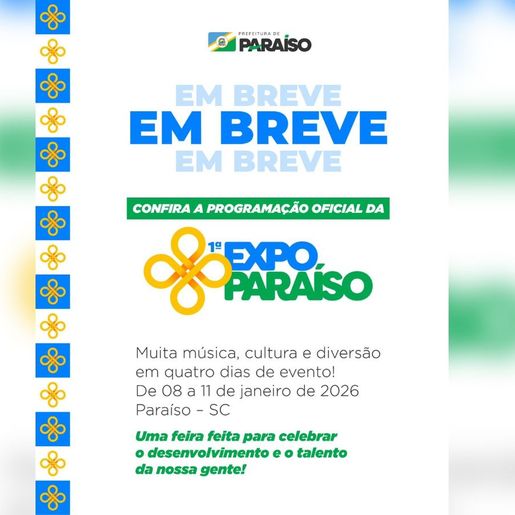 Paraíso anuncia shows da 1ª Expo Paraíso, que será realizada em janeiro