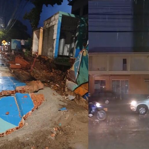Chuvas derrubam muro de escola, deixam ruas alagadas e moradores sem luz em Florianópolis