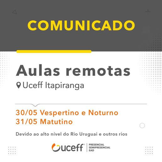 Uceff de Itapiranga suspende aulas presenciais em virtude do nível do Rio Uruguai