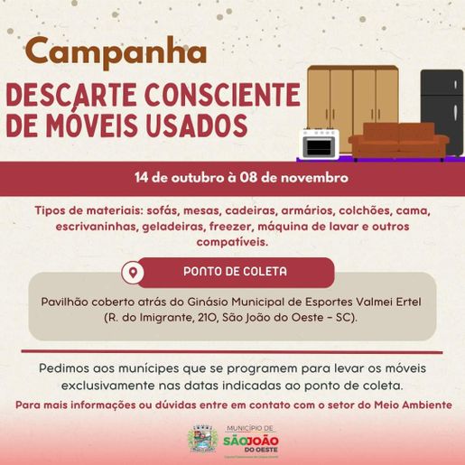 SJO inicia nova campanha de Descarte Consciente de Móveis Usados