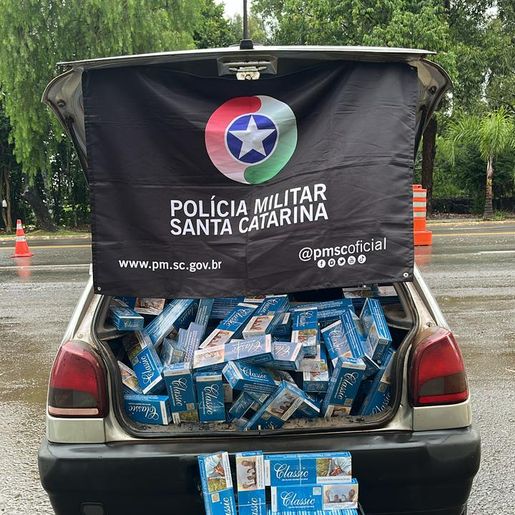 PMR apreende dois mil maços de cigarros contrabandeados na SC-157 em São Lourenço