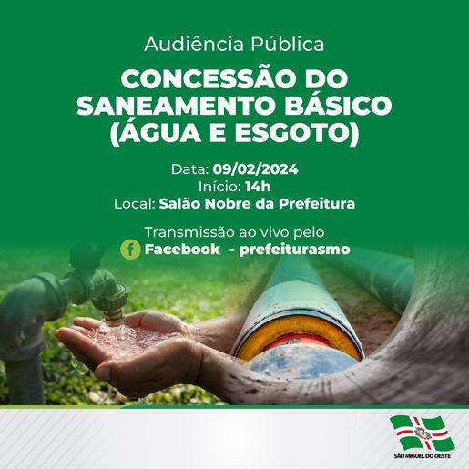SMO abre consulta e marca audiência pública sobre o saneamento