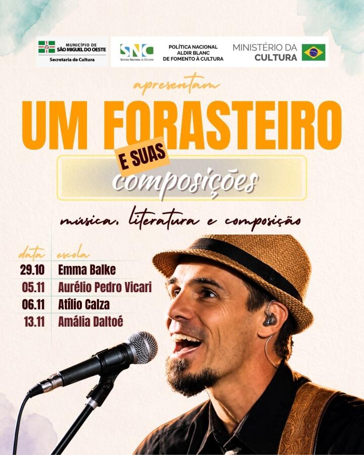 Beto Ruschel leva projeto de música e literatura a quatro escolas de SMO