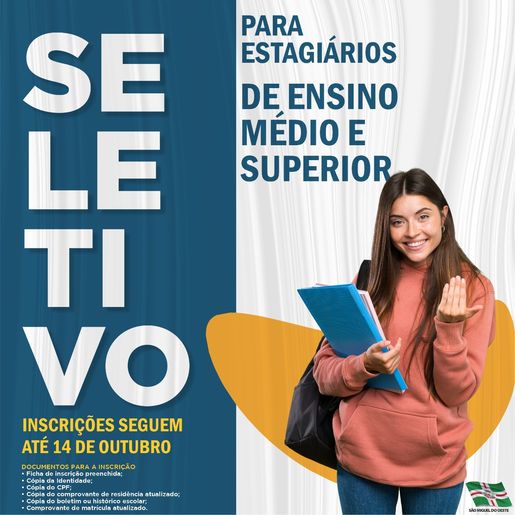 Prefeitura realiza seletivo para estagiários de ensino médio e superior
