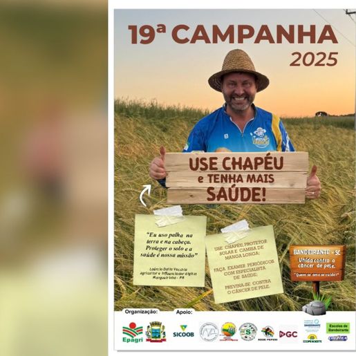 Campanha “use chapéu e tenha mais saúde” chega à 19ª edição em Bandeirante