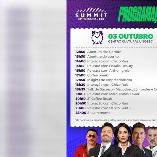 Summit Empresarial 2025 acontece nesta sexta em São Miguel do Oeste