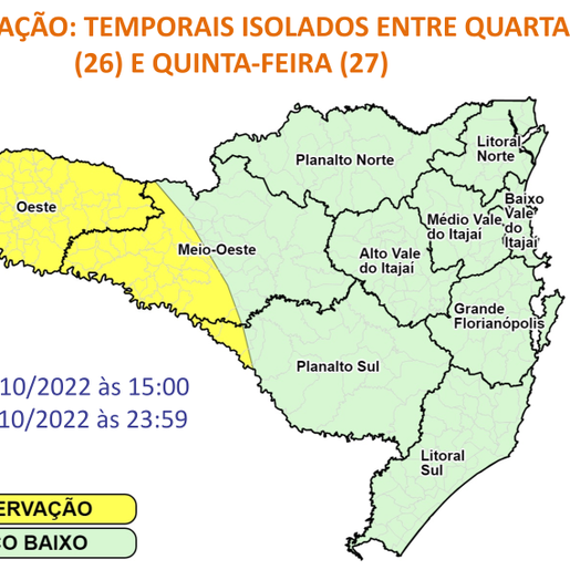 Rajadas de vento e granizo: confira o alerta da Defesa Civil para o Oeste de SC
