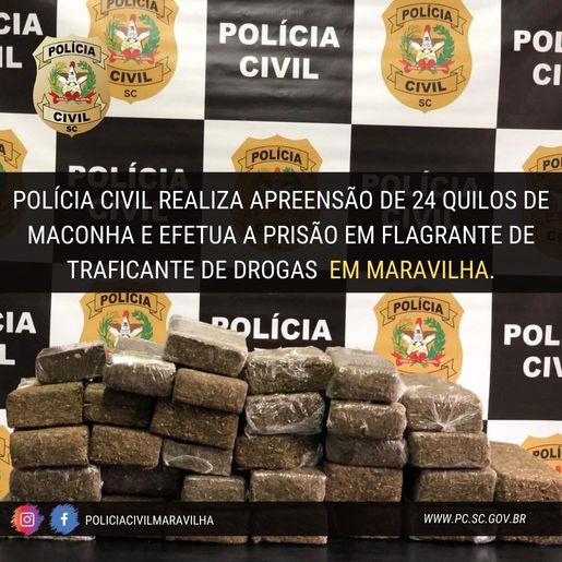 Polícia Civil apreende mais de 20 kg de maconha e prende traficante