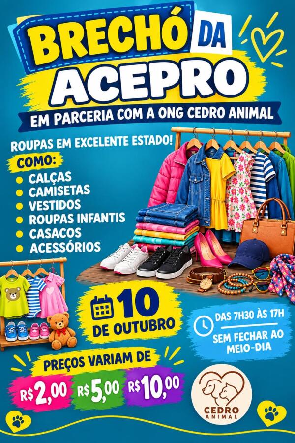 Brechó da Acepro oferece roupas a preços acessíveis e amplia ações solidárias em São José do Cedro