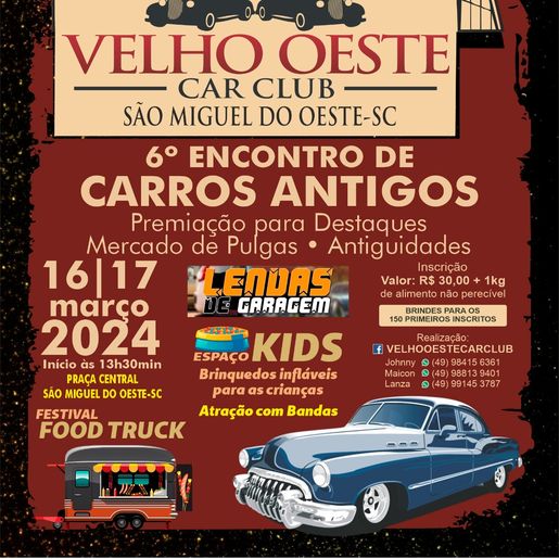 Velho Oeste Car Club lança o 6º Encontro de Carros Antigos; saiba quando